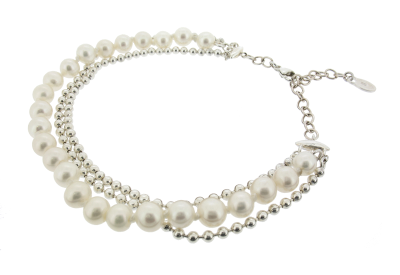 A B Davis Double Row Cultured Pearl Necklace, Yellow Gold at John Lewis &  Partners